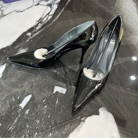 Stuart Weitzman Entice Black Soft Patent Heels - 7 N - Picture 3 of 8